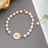 Vintage Big Pearl Chain Punk Bracelet Women Geometric Baroque Jewellery