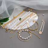 Vintage Big Pearl Chain Punk Bracelet Women Geometric Baroque Jewellery