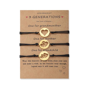 3pcs/Set Rope Hollow Heart Bracelet Stainless Steel Couple Bracelets Bangle