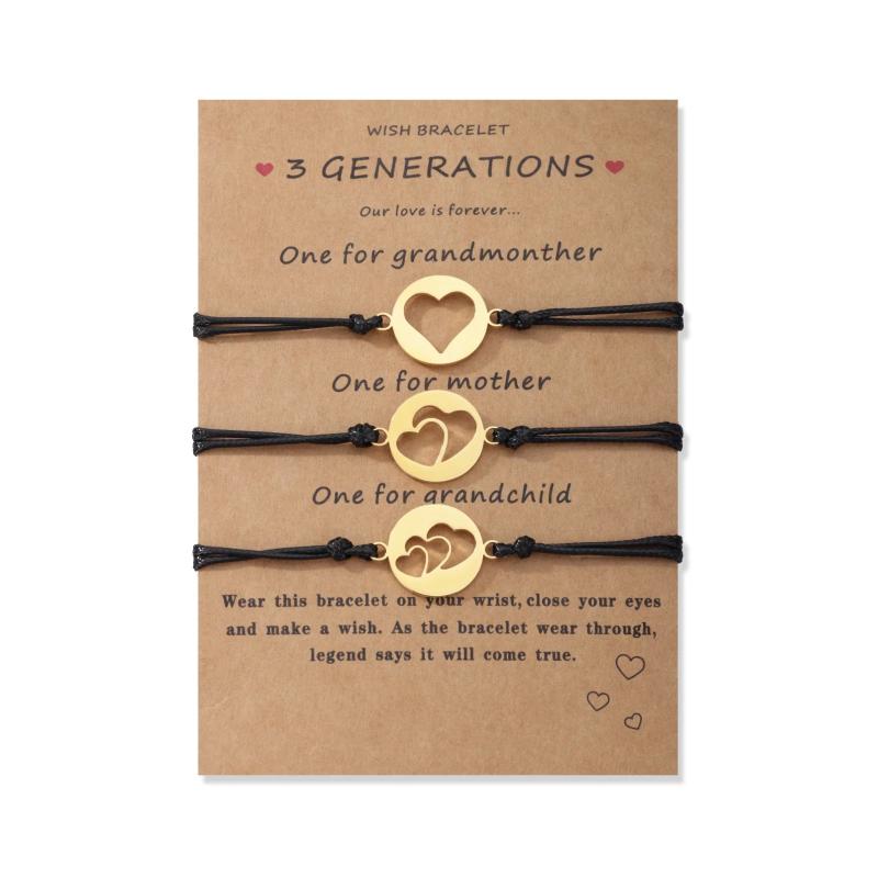 3pcs/Set Rope Hollow Heart Bracelet Stainless Steel Couple Bracelets Bangle