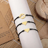 3pcs/Set Rope Hollow Heart Bracelet Stainless Steel Couple Bracelets Bangle