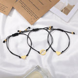 3pcs/Set Rope Hollow Heart Bracelet Stainless Steel Couple Bracelets Bangle