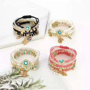 Bohemia Bracelet Hamsa Hand Devil's Eye Tassel Heart Bracelet