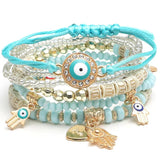 Bohemia Bracelet Hamsa Hand Devil's Eye Tassel Heart Bracelet