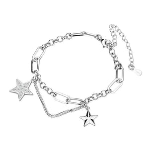 Vintage Crystal Star Charm Bracelet & Bangle Wedding Jewelry