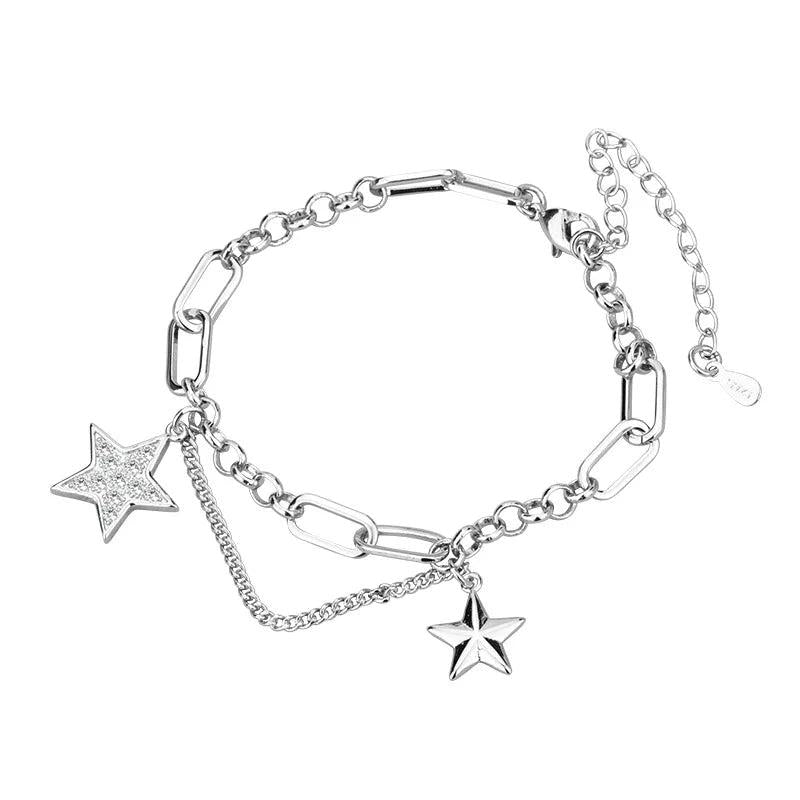 Vintage Crystal Star Charm Bracelet & Bangle Wedding Jewelry