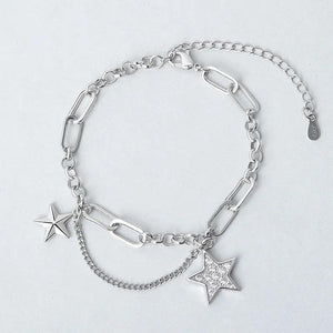 Vintage Crystal Star Charm Bracelet & Bangle Wedding Jewelry