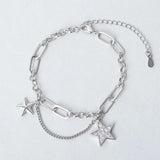 Vintage Crystal Star Charm Bracelet & Bangle Wedding Jewelry