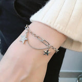 Vintage Crystal Star Charm Bracelet & Bangle Wedding Jewelry