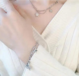 Vintage Crystal Star Charm Bracelet & Bangle Wedding Jewelry
