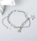Vintage Crystal Star Charm Bracelet & Bangle Wedding Jewelry