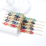 Vintage Acrylic Splicing Chain Bracelet Green Resin Wristband Jewelry