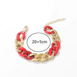 Vintage Acrylic Splicing Chain Bracelet Green Resin Wristband Jewelry
