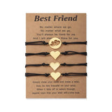 4pcs Hollow Heart Rope Chain Bracelets Stainless Steel Couple Bangle