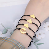 4pcs Hollow Heart Rope Chain Bracelets Stainless Steel Couple Bangle