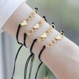 4pcs Hollow Heart Rope Chain Bracelets Stainless Steel Couple Bangle