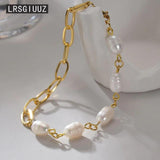 Elegant 14k Bracelet with Pearl Stainless Steel
