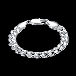 Hot Silver Plated Charm 8MM Bracelets for Women Men Wedding Jewelry
