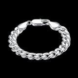 Hot Silver Plated Charm 8MM Bracelets for Women Men Wedding Jewelry