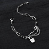 316L Stainless Steel Bohemia Ancient Lock Heart Shape Thick Chain Bracelets