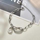 316L Stainless Steel Bohemia Ancient Lock Heart Shape Thick Chain Bracelets