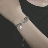 316L Stainless Steel Bohemia Ancient Lock Heart Shape Thick Chain Bracelets