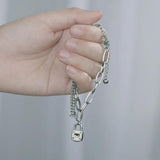316L Stainless Steel Bohemia Ancient Lock Heart Shape Thick Chain Bracelets