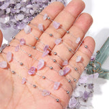 Natural Stone Stainless Steel Chain Freeform Chip Gravel Quartz Agates Stone
