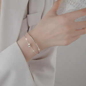 Double Layer Chain Zircon Bead Bracelet Wedding Jewelry