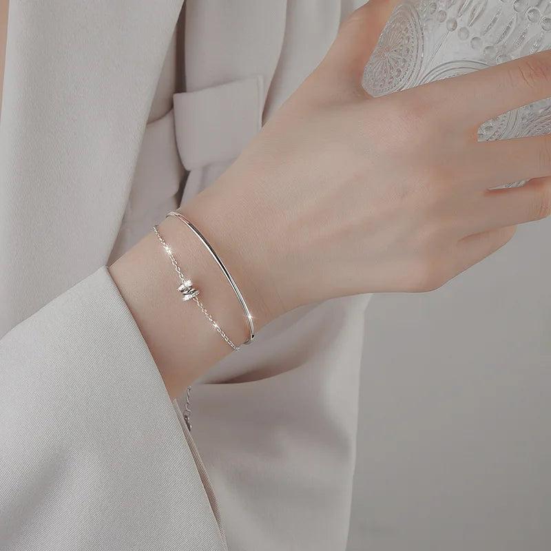Double Layer Chain Zircon Bead Bracelet Wedding Jewelry