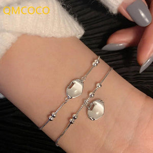 Silver Heart-Shaped Lock Bracelet INS Style Women Summer Light Bracelet