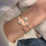 Silver Heart-Shaped Lock Bracelet INS Style Women Summer Light Bracelet