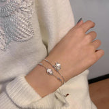 Silver Heart-Shaped Lock Bracelet INS Style Women Summer Light Bracelet