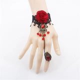 Europe America Retro Lace Red Rose Metal Bracelet Show Temperament