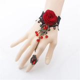 Europe America Retro Lace Red Rose Metal Bracelet Show Temperament