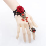 Europe America Retro Lace Red Rose Metal Bracelet Show Temperament