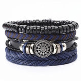 Guitar Leaf Charm Leather Bracelets Set Men Women Jewelry