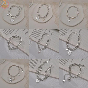 Akizoom Sweet Beads Bangle Bracelet Alloy Charm Valentines Birthday Gift