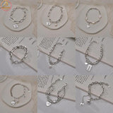 Akizoom Sweet Beads Bangle Bracelet Alloy Charm Valentines Birthday Gift