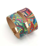Ethnic Wrap Leather Bracelet Chain Rope Lightning Heartbeat Bracelet
