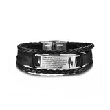Stainless Steel Leather Bracelet LOVE MOM TO MY SON Adjustable
