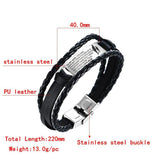 Stainless Steel Leather Bracelet LOVE MOM TO MY SON Adjustable