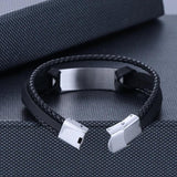 Stainless Steel Leather Bracelet LOVE MOM TO MY SON Adjustable