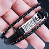 Stainless Steel Leather Bracelet LOVE MOM TO MY SON Adjustable