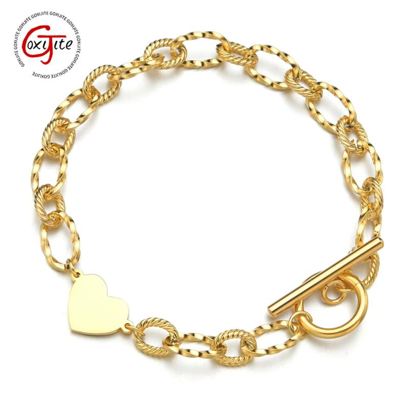 Heart Bracelet Stainless Steel Chain Delicate Women Jewelry Gift