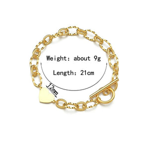 Heart Bracelet Stainless Steel Chain Delicate Women Jewelry Gift