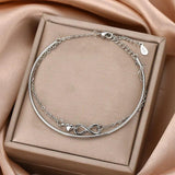 Silver Women's Double Layer Bracelet 8 Words Adjustable