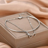 Silver Women's Double Layer Bracelet 8 Words Adjustable