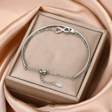 Silver Women's Double Layer Bracelet 8 Words Adjustable