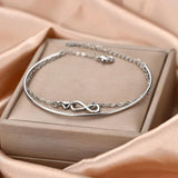Silver Women's Double Layer Bracelet 8 Words Adjustable